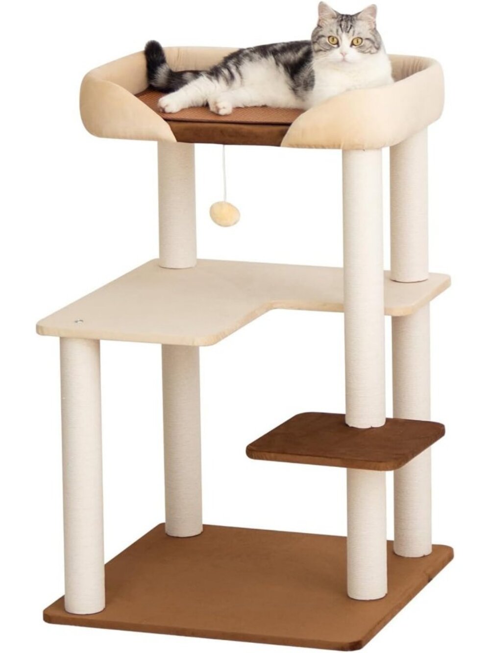 37.5" Cat Tree Tower for Large & Senior Cats, Low-Step Design